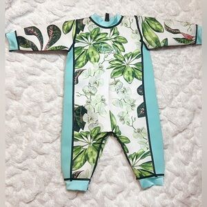Aquajoy Tropical Flowers Kids Reversible Premium Water Wetsuit 
Size 6-12 Months